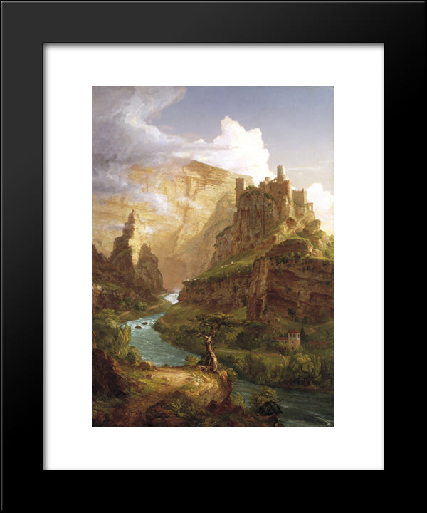 The Fountain Of Vaucluse 20x24 Black Modern Wood Framed Art Print Poster by Cole, Thomas