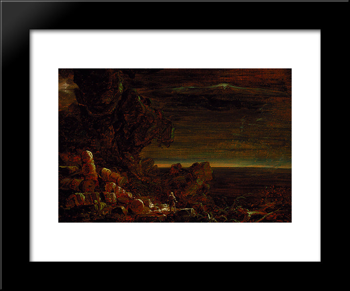 The Pilgrim Of The World At The End Of His Journey (Part Of The Series The Cross And The World) 20x24 Black Modern Wood Framed Art Print Poster by Cole, Thomas