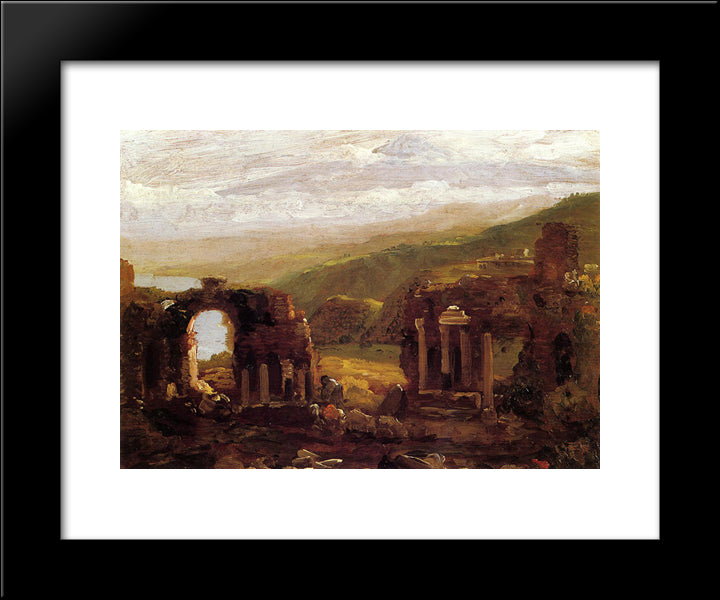 The Ruins Of Taormina 20x24 Black Modern Wood Framed Art Print Poster by Cole, Thomas