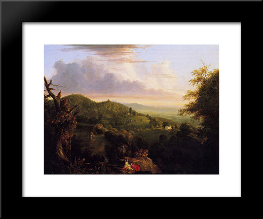 View Of Monte Video Seat Of Daniel Wadsworth 20x24 Black Modern Wood Framed Art Print Poster by Cole, Thomas