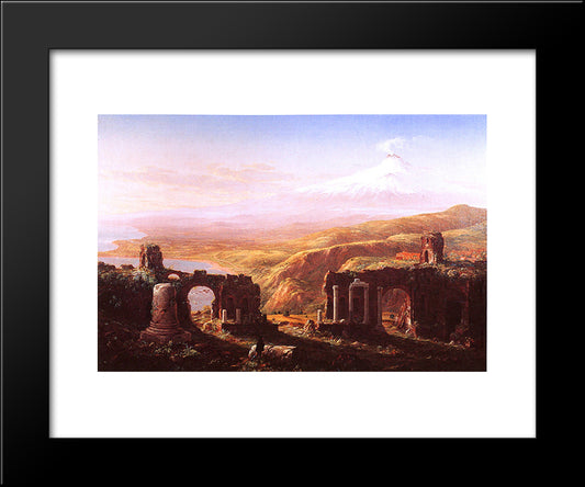 View Of Mount Etna From Taormina 20x24 Black Modern Wood Framed Art Print Poster by Cole, Thomas