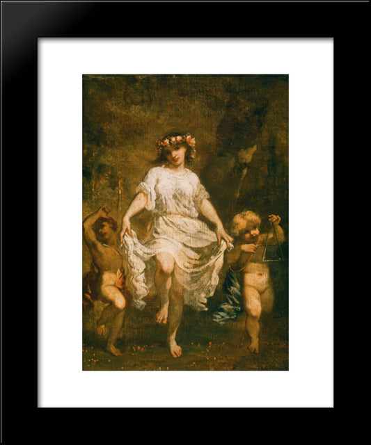 Nymph And Cupids 20x24 Black Modern Wood Framed Art Print Poster by Couture, Thomas
