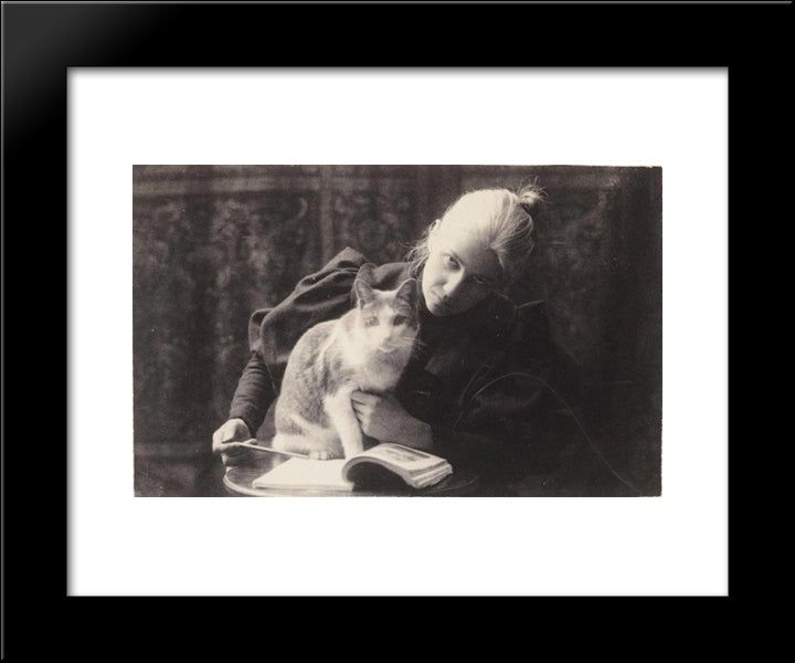 Amelia Van Buren With A Cat 20x24 Black Modern Wood Framed Art Print Poster by Eakins, Thomas
