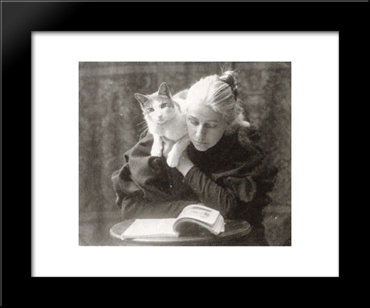Amelia Van Buren With Cat 20x24 Black Modern Wood Framed Art Print Poster by Eakins, Thomas