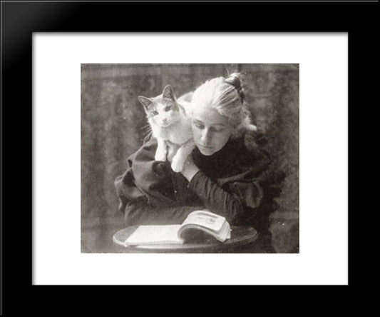 Amelia Van Buren With Cat 20x24 Black Modern Wood Framed Art Print Poster by Eakins, Thomas
