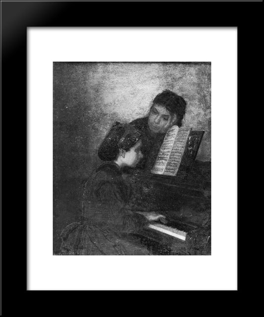 At The Piano 20x24 Black Modern Wood Framed Art Print Poster by Eakins, Thomas