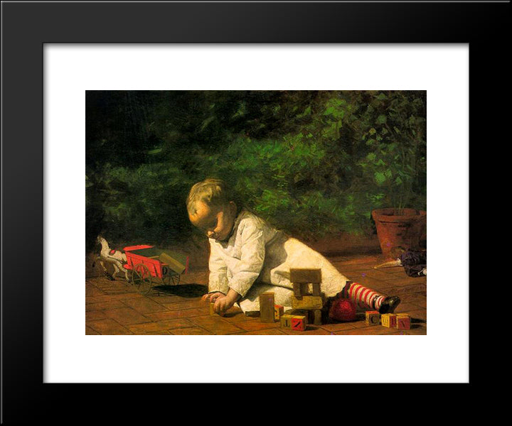 Baby At Play 20x24 Black Modern Wood Framed Art Print Poster by Eakins, Thomas