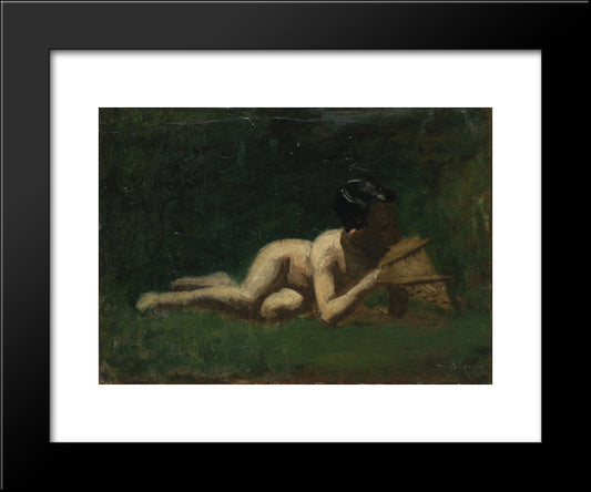 Boy Reclining 20x24 Black Modern Wood Framed Art Print Poster by Eakins, Thomas