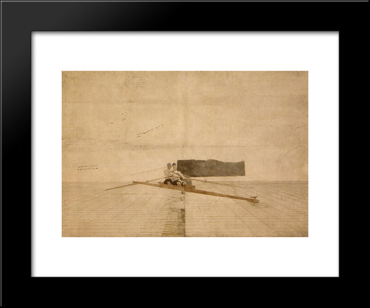 Drawing For The Pair Oared Shell 20x24 Black Modern Wood Framed Art Print Poster by Eakins, Thomas
