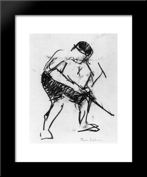 Drawing Of A Workman 20x24 Black Modern Wood Framed Art Print Poster by Eakins, Thomas