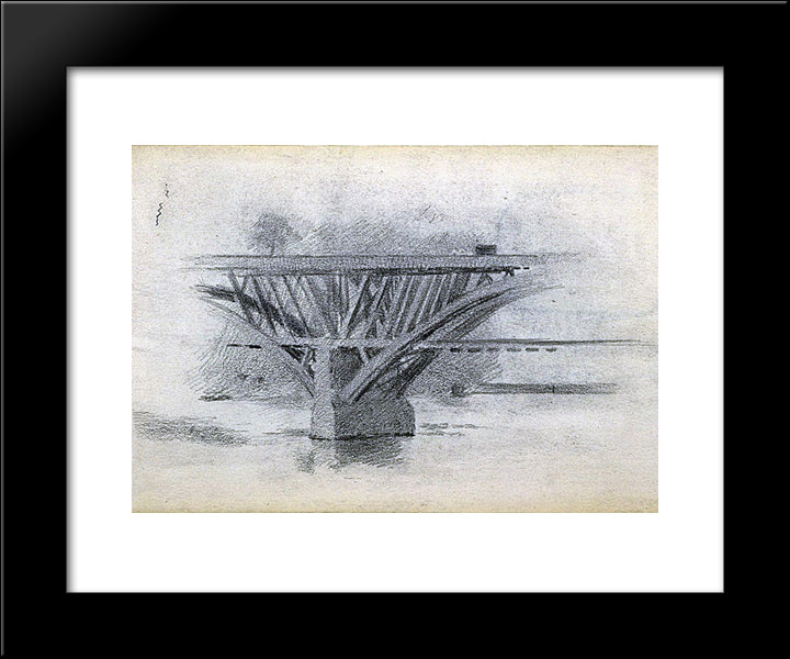 Drawing Of Girard Avenue Bridge 20x24 Black Modern Wood Framed Art Print Poster by Eakins, Thomas