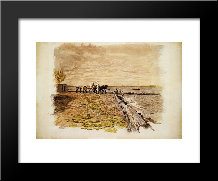 Drawing The Seine 20x24 Black Modern Wood Framed Art Print Poster by Eakins, Thomas
