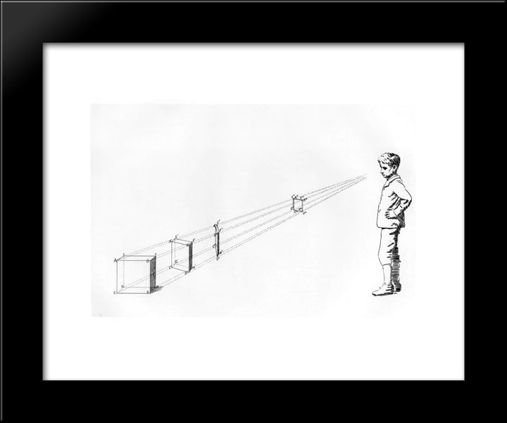Eakins Perspective Study Of Boy Viewing Object 20x24 Black Modern Wood Framed Art Print Poster by Eakins, Thomas