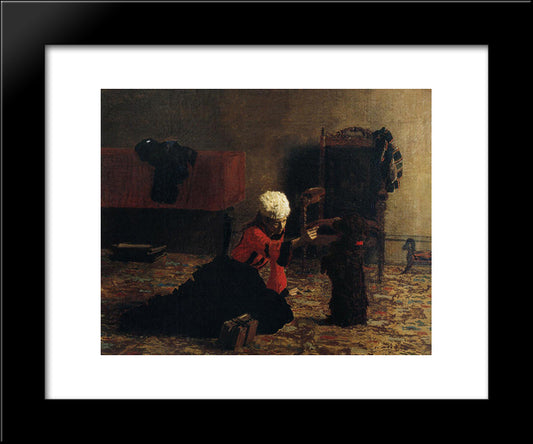 Elizabeth Crowell With A Dog 20x24 Black Modern Wood Framed Art Print Poster by Eakins, Thomas