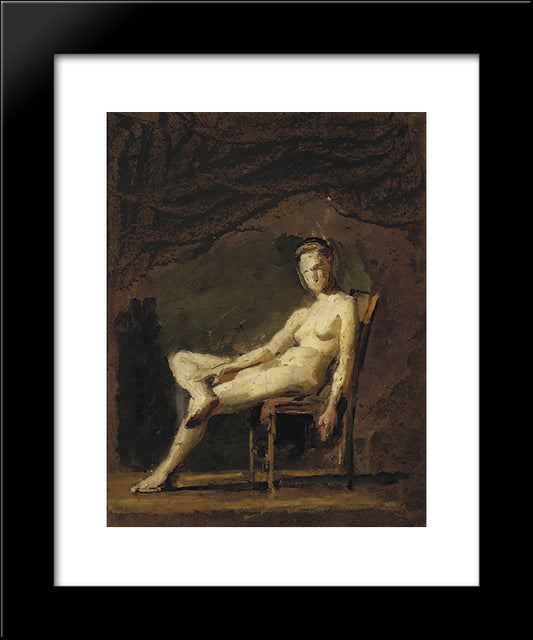 Female Nude Figure Study For Arcadia 20x24 Black Modern Wood Framed Art Print Poster by Eakins, Thomas