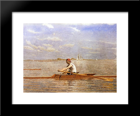 John Biglin In A Single Scull 20x24 Black Modern Wood Framed Art Print Poster by Eakins, Thomas
