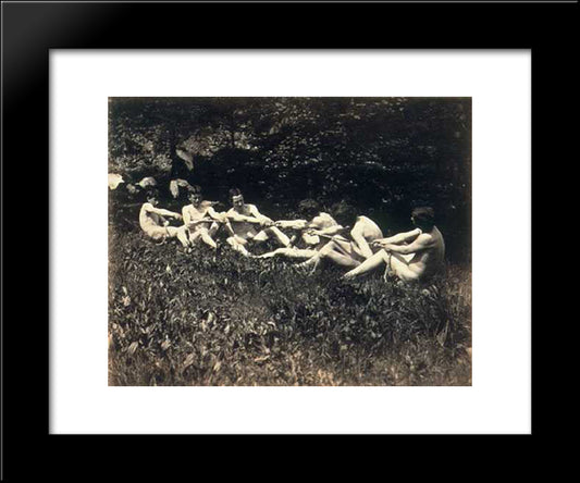 Male Nudes In A Seated Tug Of War 20x24 Black Modern Wood Framed Art Print Poster by Eakins, Thomas