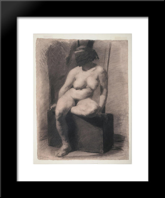 Masked Nude Woman, Seated 20x24 Black Modern Wood Framed Art Print Poster by Eakins, Thomas