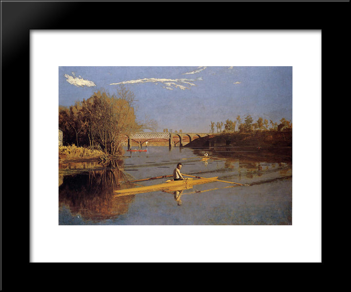 Max Schmitt In A Single Scull 20x24 Black Modern Wood Framed Art Print Poster by Eakins, Thomas