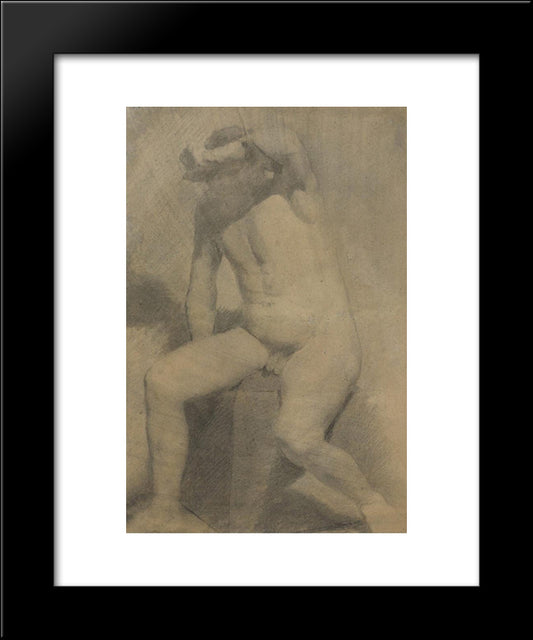 Nude Man Seated 20x24 Black Modern Wood Framed Art Print Poster by Eakins, Thomas