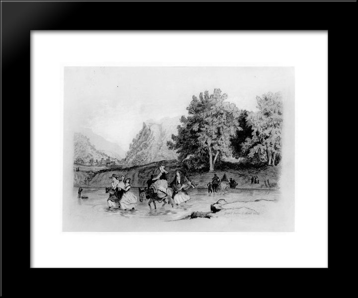 Peasants Crossing A Stream 20x24 Black Modern Wood Framed Art Print Poster by Eakins, Thomas