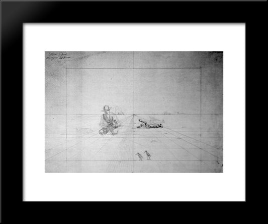 Perspective Drawing For Hunting 20x24 Black Modern Wood Framed Art Print Poster by Eakins, Thomas