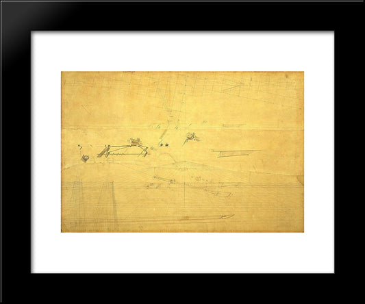 Perspective Drawing For The Biglin Brothers Turning The Stake 20x24 Black Modern Wood Framed Art Print Poster by Eakins, Thomas