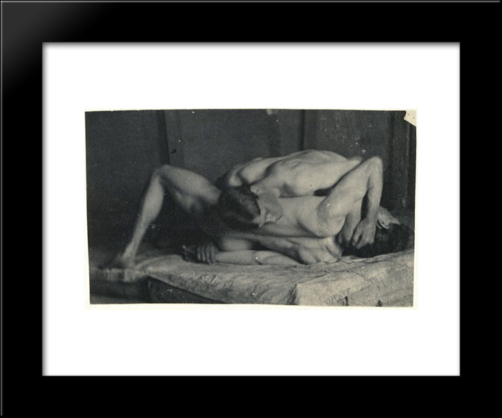 Photograph Study For The Wrestlers 20x24 Black Modern Wood Framed Art Print Poster by Eakins, Thomas