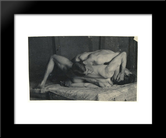 Photograph Study For The Wrestlers 20x24 Black Modern Wood Framed Art Print Poster by Eakins, Thomas