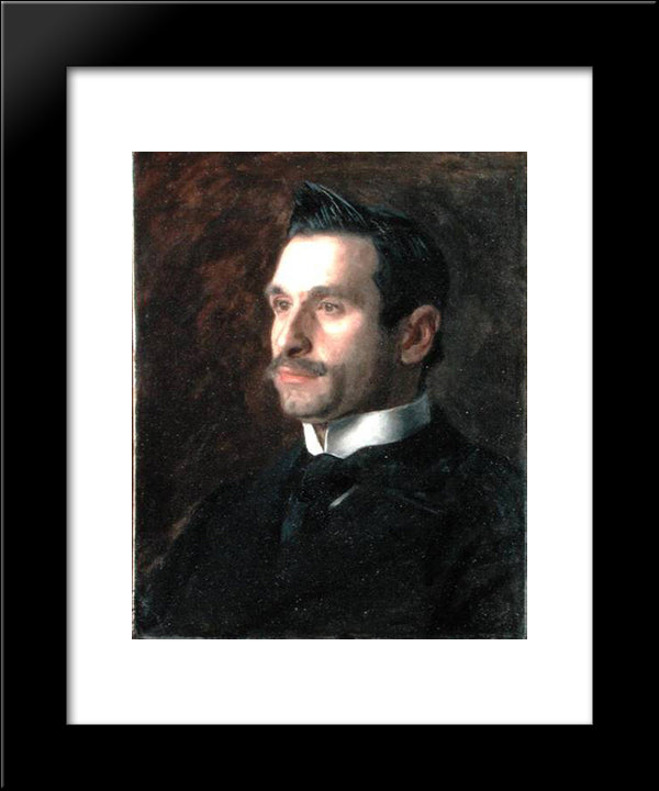 Portrait Of Francesco Romano 20x24 Black Modern Wood Framed Art Print Poster by Eakins, Thomas