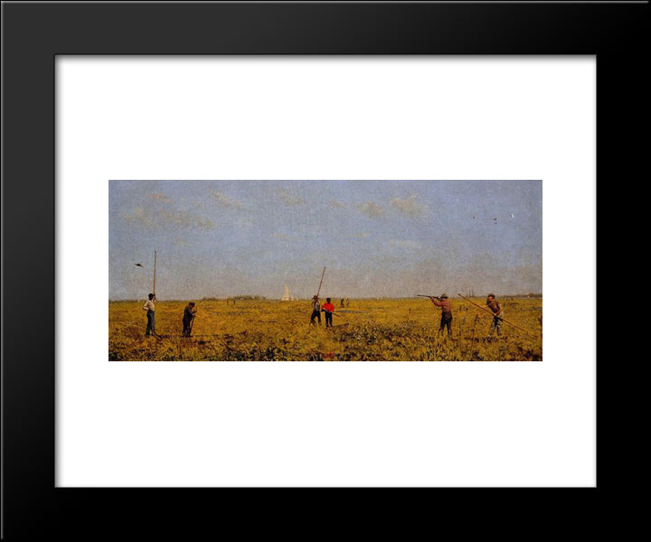Pushing For Rail 20x24 Black Modern Wood Framed Art Print Poster by Eakins, Thomas