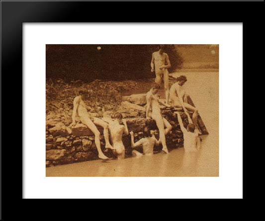 Study For The Bathhole 20x24 Black Modern Wood Framed Art Print Poster by Eakins, Thomas