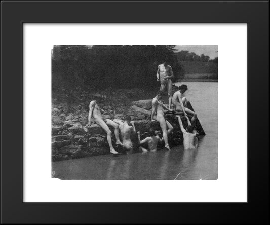 Study For The Swimming Hole 20x24 Black Modern Wood Framed Art Print Poster by Eakins, Thomas