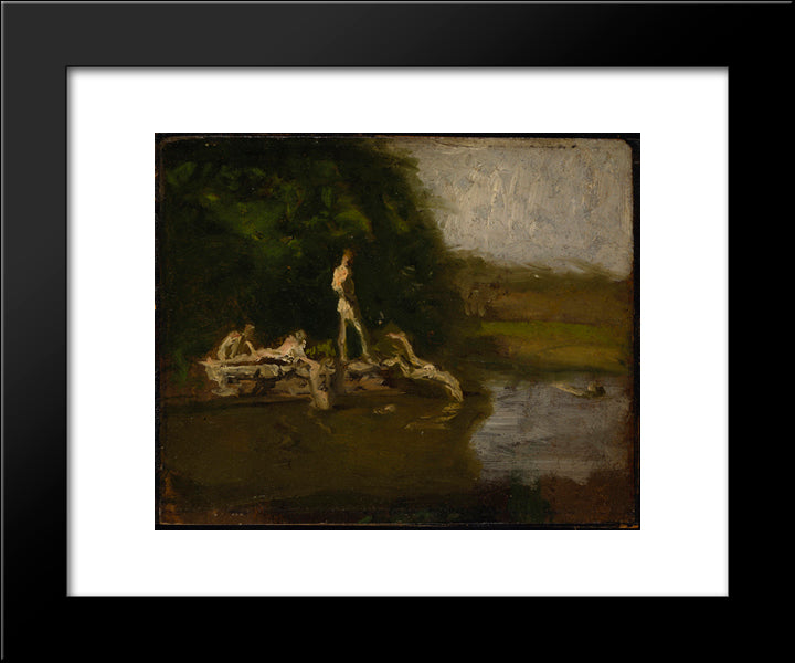 Swimming Hole Sketch 20x24 Black Modern Wood Framed Art Print Poster by Eakins, Thomas