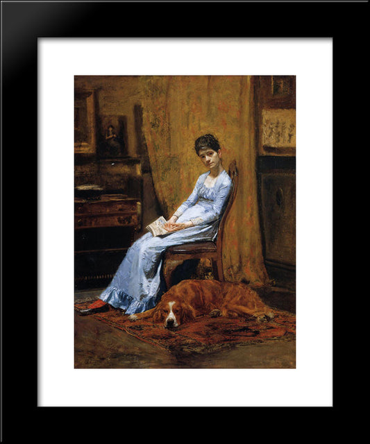 The Artist'S Wife And His Setter Dog 20x24 Black Modern Wood Framed Art Print Poster by Eakins, Thomas