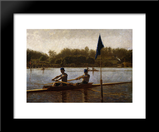 The Biglin Brothers Turning The Stake Boat 20x24 Black Modern Wood Framed Art Print Poster by Eakins, Thomas