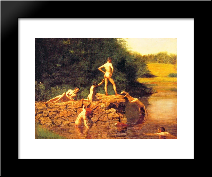 The Swimming Hole 20x24 Black Modern Wood Framed Art Print Poster by Eakins, Thomas