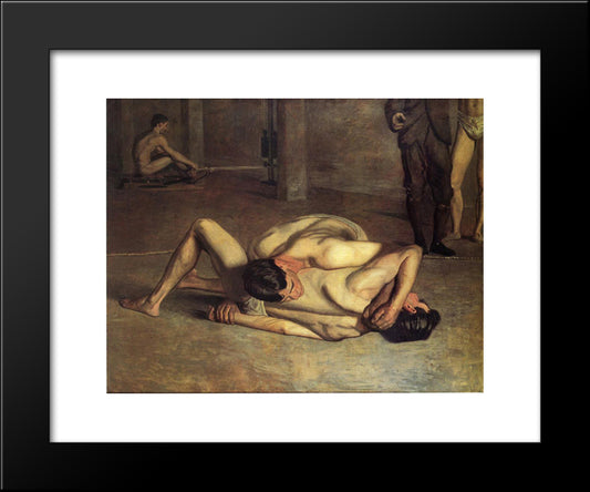 The Wrestlers 20x24 Black Modern Wood Framed Art Print Poster by Eakins, Thomas