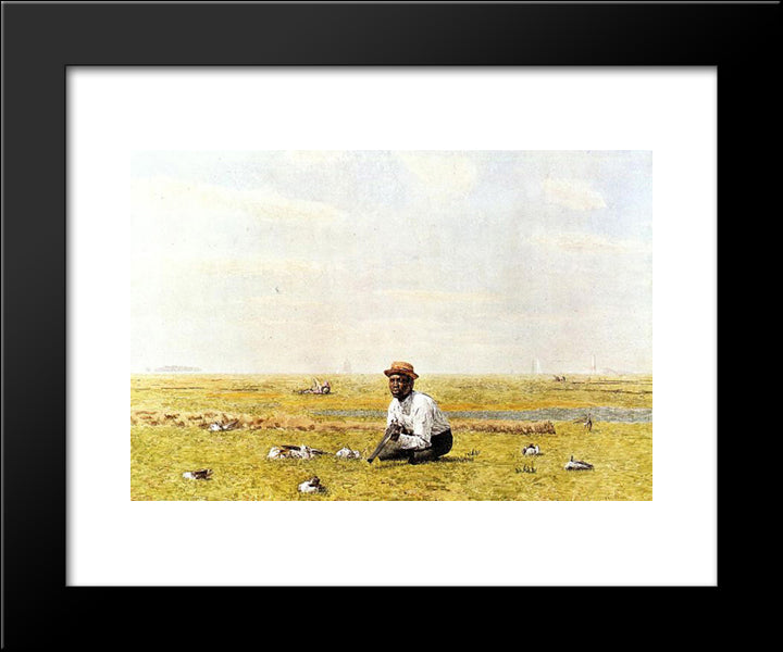 Whistling For Plover 20x24 Black Modern Wood Framed Art Print Poster by Eakins, Thomas