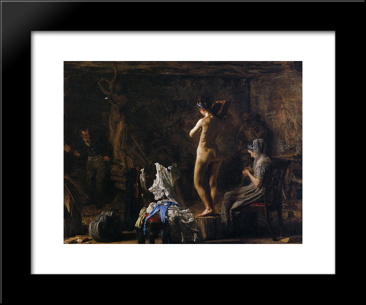 William Rush Carving His Allegorical Figure Of The Schuykill River 20x24 Black Modern Wood Framed Art Print Poster by Eakins, Thomas