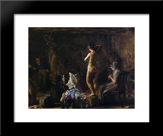 William Rush Carving His Allegorical Figure Of The Schuykill River 20x24 Black Modern Wood Framed Art Print Poster by Eakins, Thomas