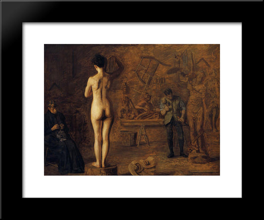 William Rush Carving His Allegorical Figure Of The Schuylkill River 20x24 Black Modern Wood Framed Art Print Poster by Eakins, Thomas