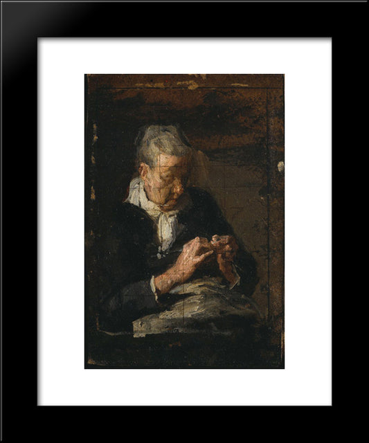 Woman Knitting 20x24 Black Modern Wood Framed Art Print Poster by Eakins, Thomas