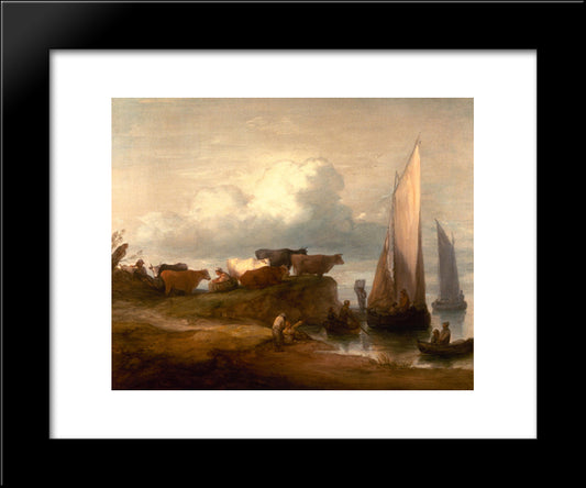 A Coastal Landscape 20x24 Black Modern Wood Framed Art Print Poster by Gainsborough, Thomas