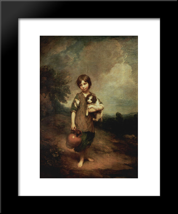 A Peasant Girl With Dog And Jug 20x24 Black Modern Wood Framed Art Print Poster by Gainsborough, Thomas