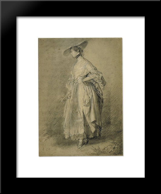 A Woman With A Rose 20x24 Black Modern Wood Framed Art Print Poster by Gainsborough, Thomas