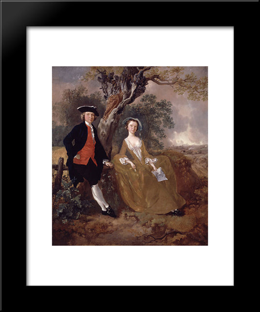 An Unknown Couple In A Landscape 20x24 Black Modern Wood Framed Art Print Poster by Gainsborough, Thomas