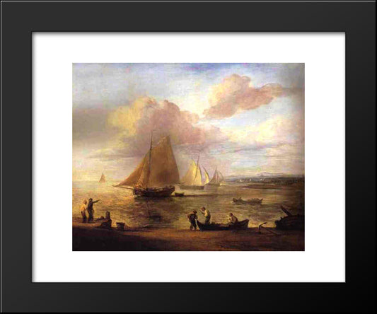 Coastal Scene, A Calm 20x24 Black Modern Wood Framed Art Print Poster by Gainsborough, Thomas