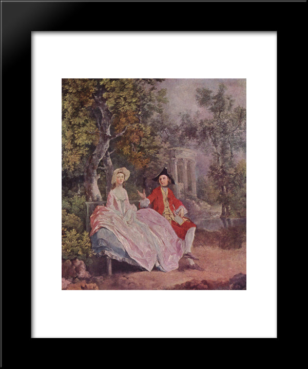 Conversation In A Park 20x24 Black Modern Wood Framed Art Print Poster by Gainsborough, Thomas