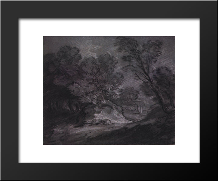 Forest Landsape With Mountain 20x24 Black Modern Wood Framed Art Print Poster by Gainsborough, Thomas